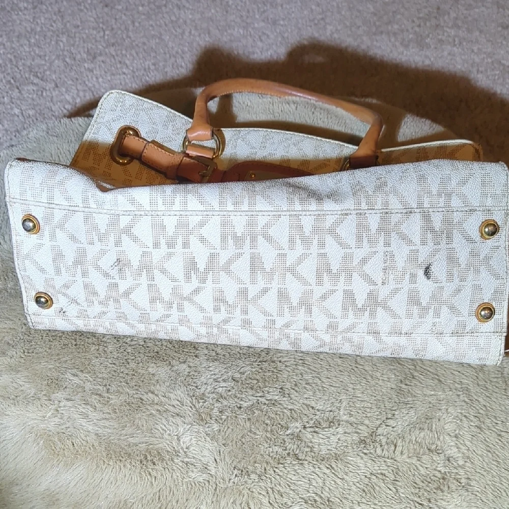 Michael Kors Cream and Tan Satchel